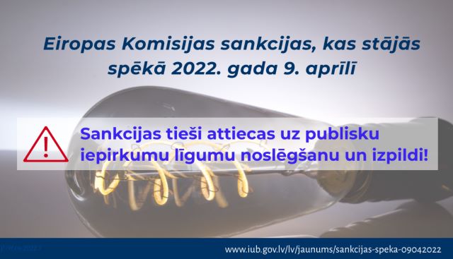 Eiropas Komisijas sankcijas, kas stājās spēkā 2022.gada 9.aprīlī