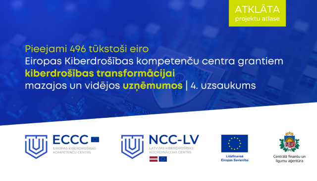 Uzņēmumu kiberdrošības projektiem pieejami gandrīz 500 tūkstoši eiro